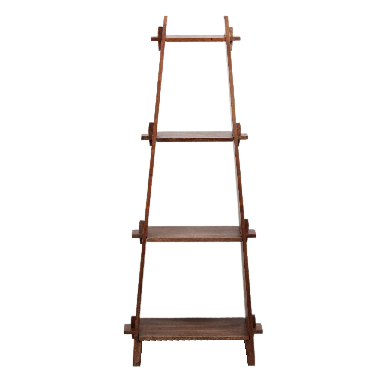 A Frame Acacia Wood 4 Tier Bookshelf