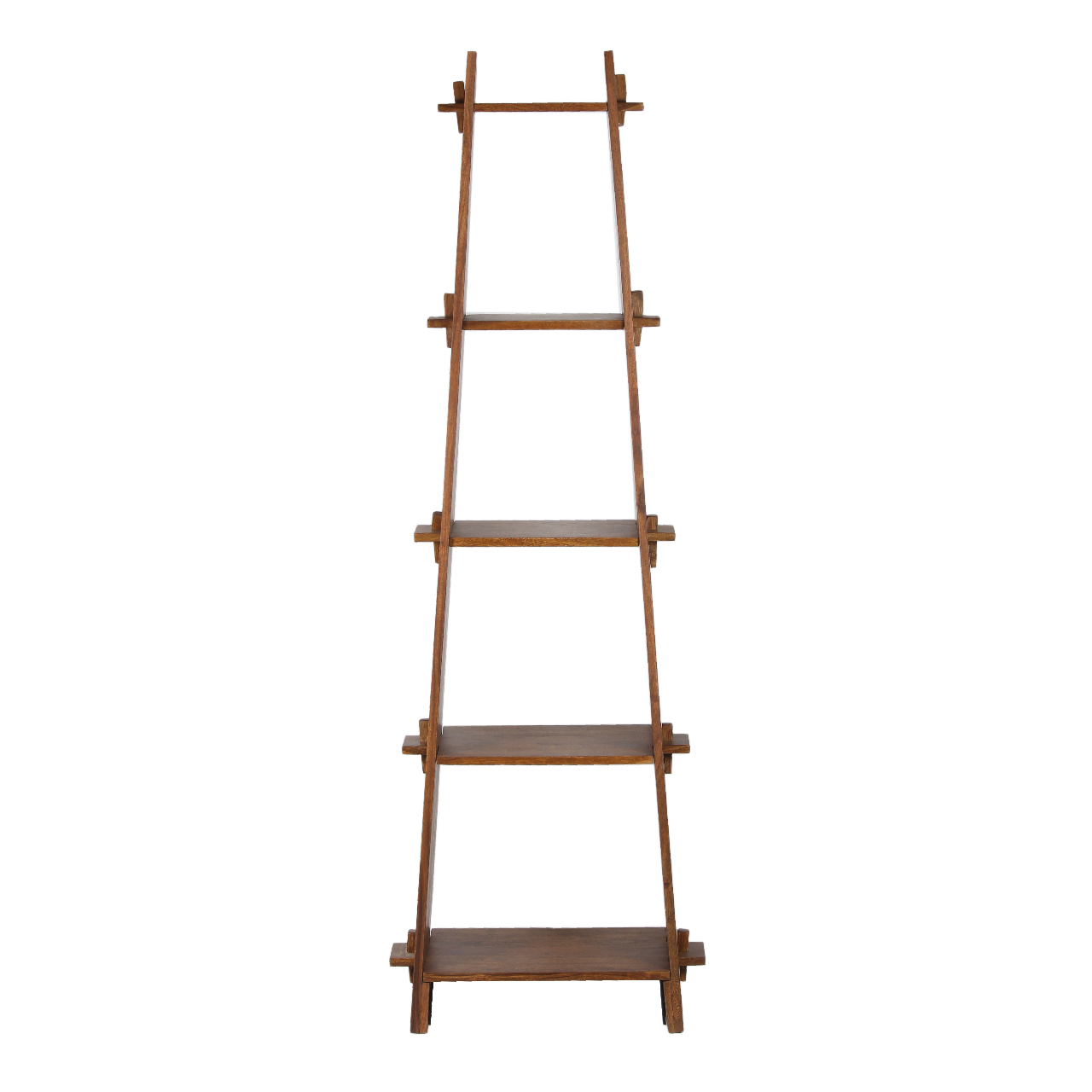 A Frame Acacia Wood 5 Tier Bookshelf