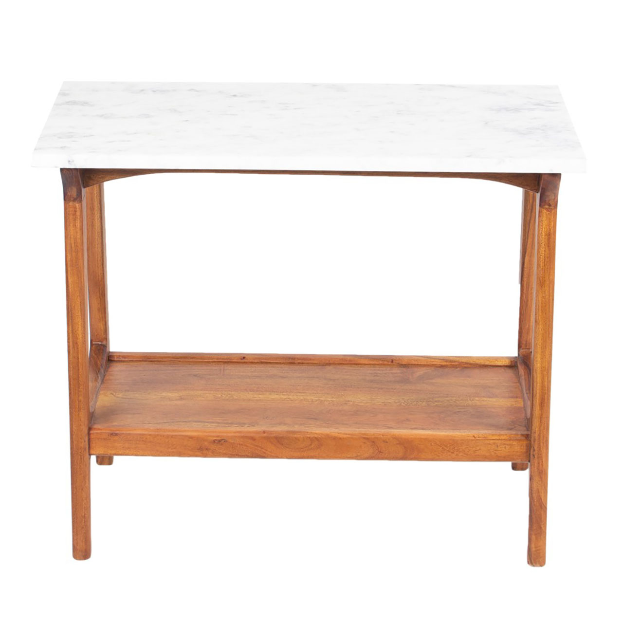 Aspen Acacia Wood Marble Top Side Table