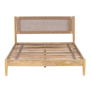 Aamani Mango Wood Danish Pepper Cord Headboard Queen Bed