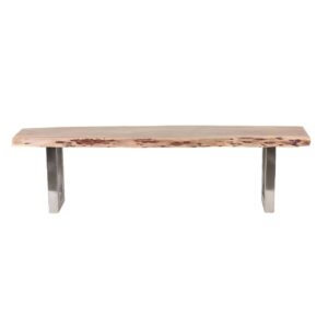 Arizona Acacia Wood Live Edge Metal Legs Bench – Natural
