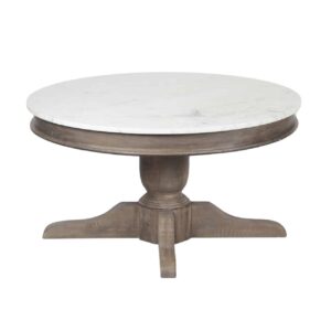 Adelaide Acacia Round Coffee Table With Marble Top