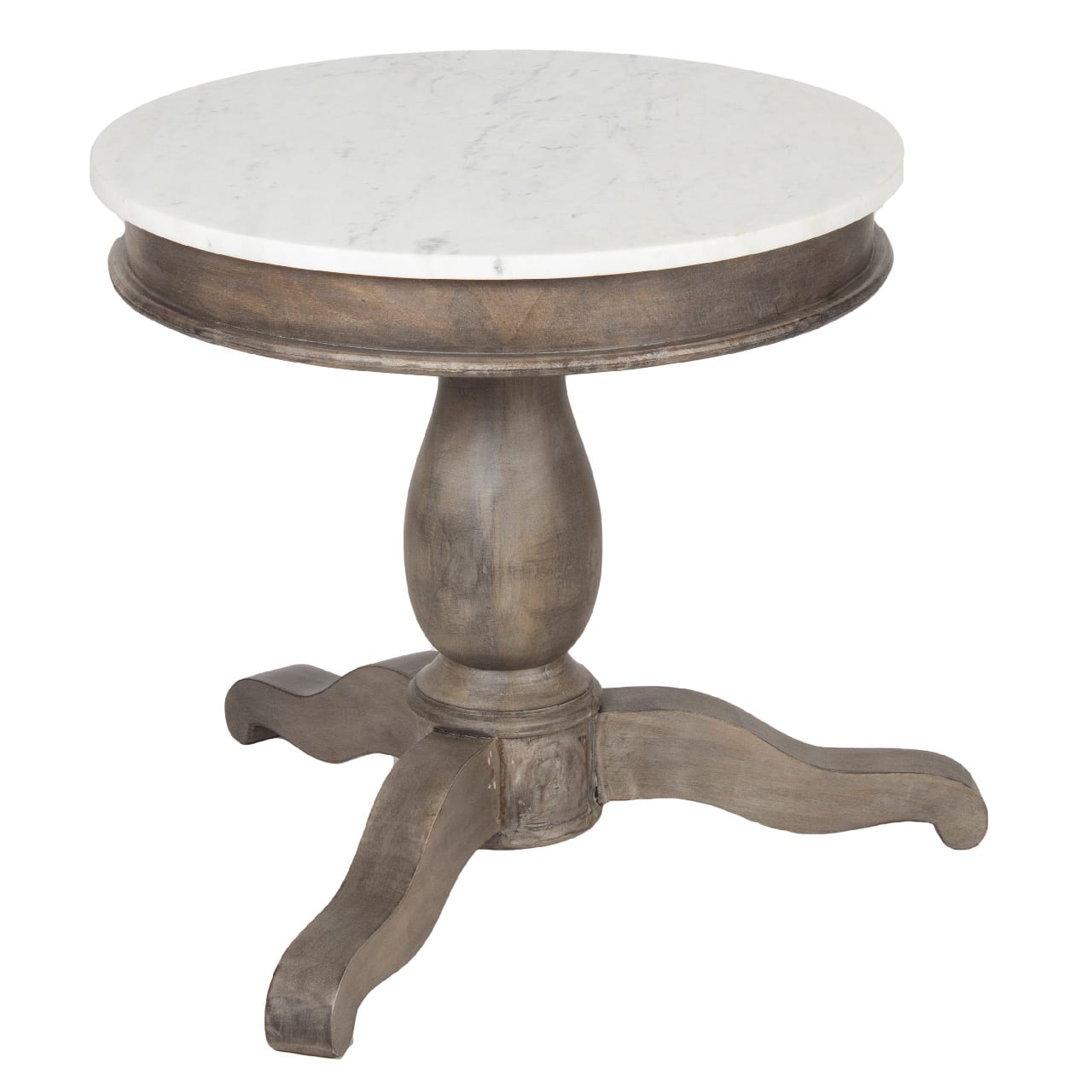 Adelaide Mango Wood Round End Table With Marble Top