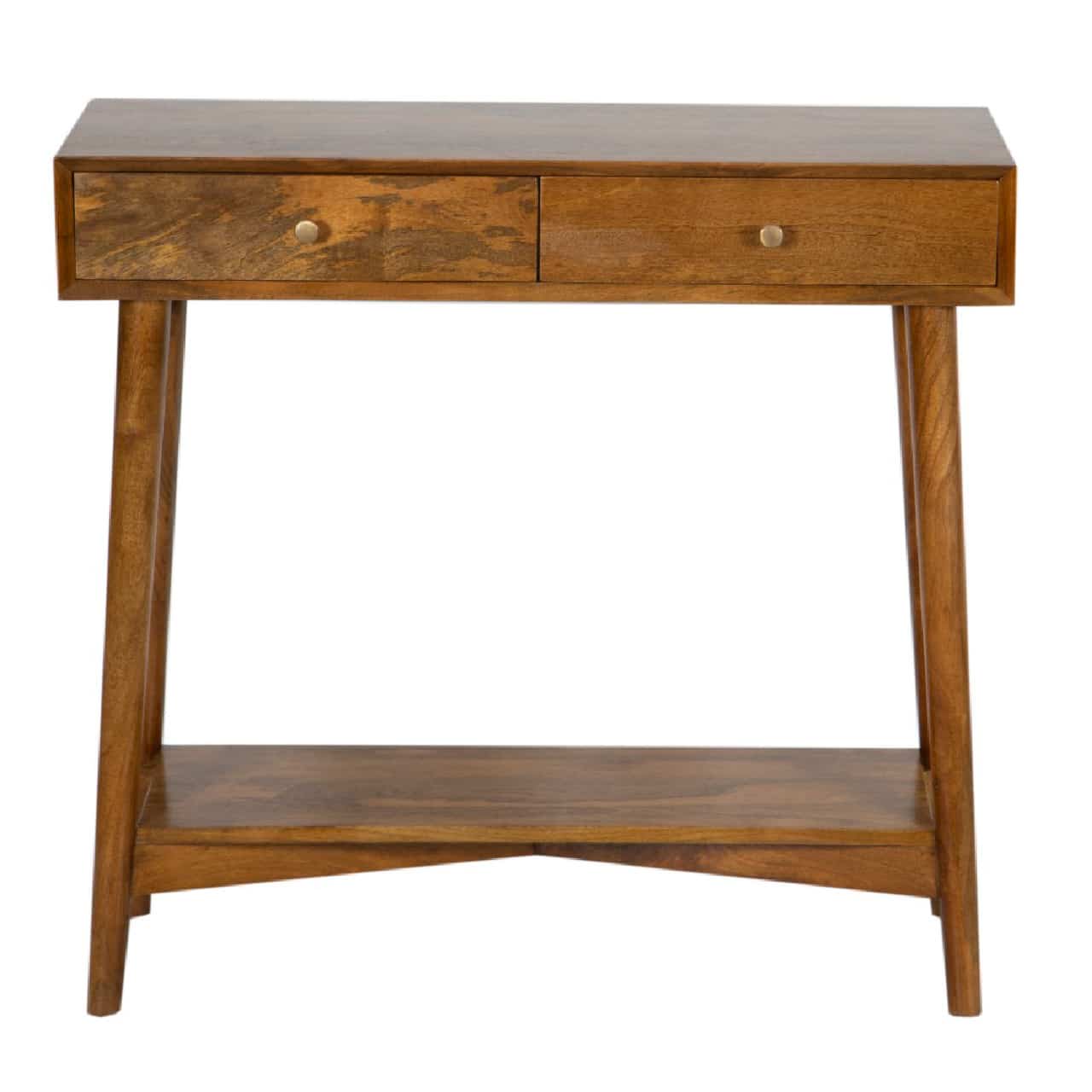 Albi Mango Wood Mid Century Console Table – Cognac
