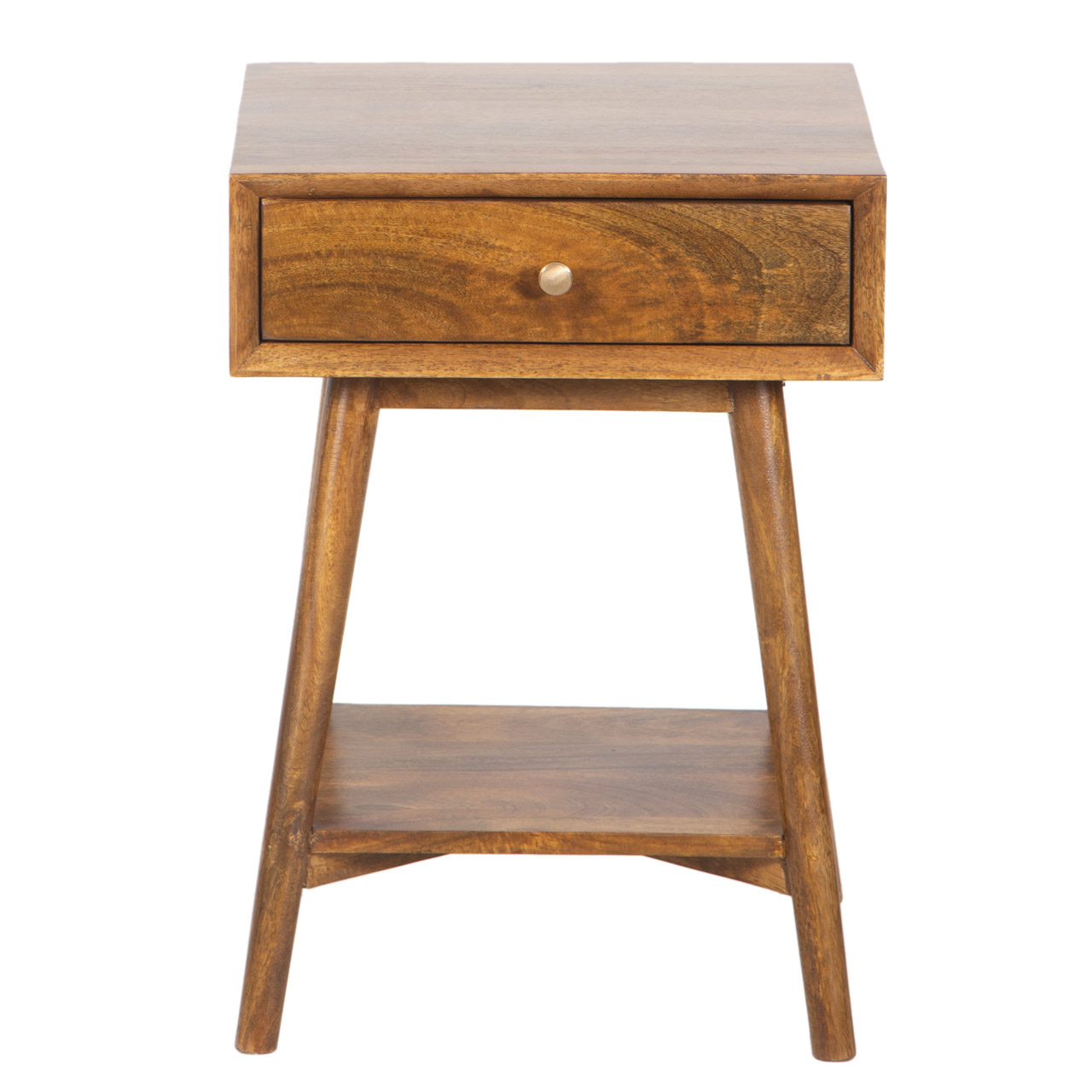Albi Mango Wood Mid Century Side Table – Cognac