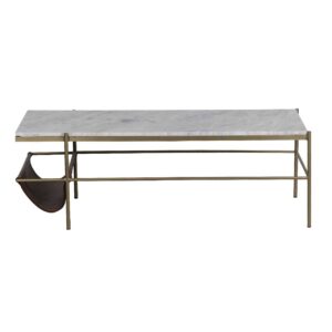 Allison Marble Top Coffee Table With Leather Pocket