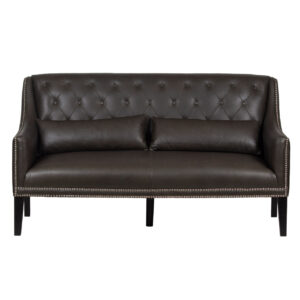 Alor Tuffted Charcoal Buff Leather Sofa