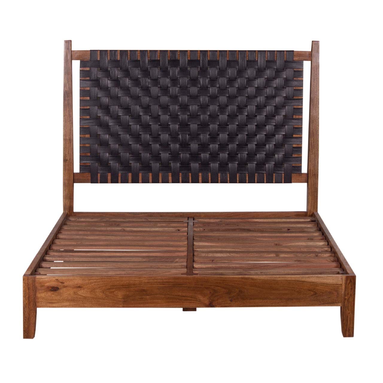 Alpena Acacia Wood Leather Headboard King Bed