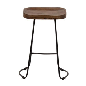 Boston Mango Wood Black Iron Counter Stool