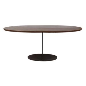 Beam Oval Acacia Veneer Dining Table With Metal Base