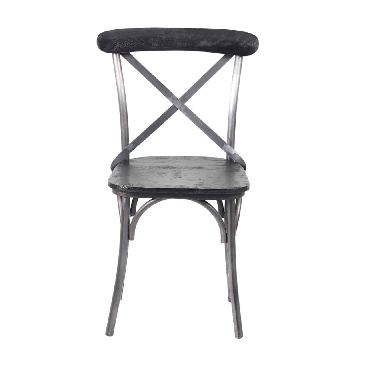 Bistro Acacia Wood Dining Room Chair – Black / Natural Iron