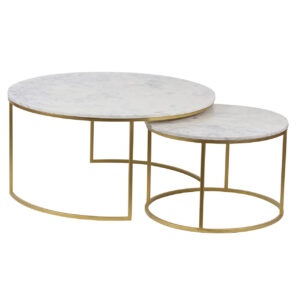 Capri Banswara Marble Coffee Table Gold Iron