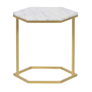 Capri Banswara Marble Hexagon End Table Gold Iron