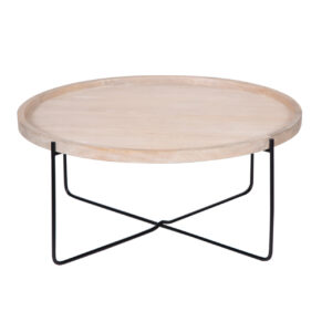 Charlie Mango Wood Round Tray Top Coffee Table