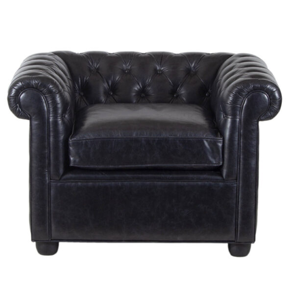 Chiswick Black Leather Chesterfield Sofa
