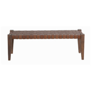 Claudia Acacia Leather Bench