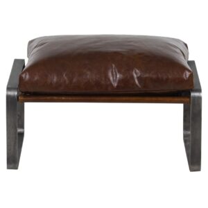 Damo Leather Ottoman – Natural Iron / Fountain Leather