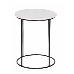 Dania White Marble Top Round Side Table