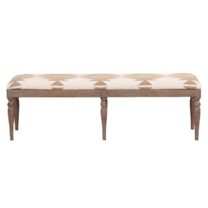 Dhurrie Acacia Wood with Kilim Seat Six Legs Bench