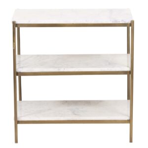 Fabian 3 Tier Marble Side Table – Gold Finish