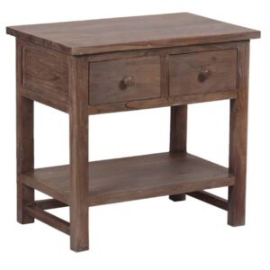 Rustic Acacia Wood 2 Drawer Nightstand