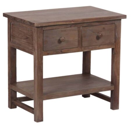 Rustic Acacia Wood 2 Drawer Nightstand