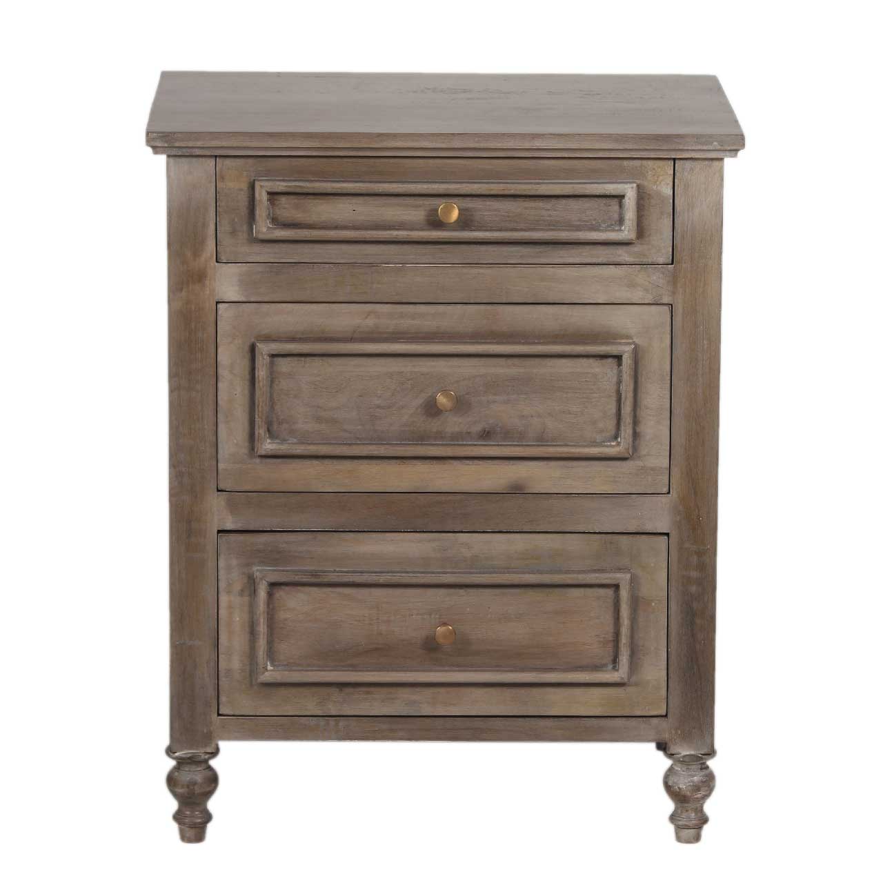 Florence Mango Wood 3 Drawer Nightstand – Salvage Grey