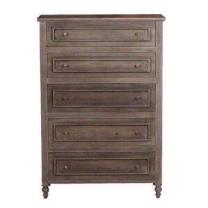 Florence Mango Wood 5 Drawer Highboy – Salvage Grey