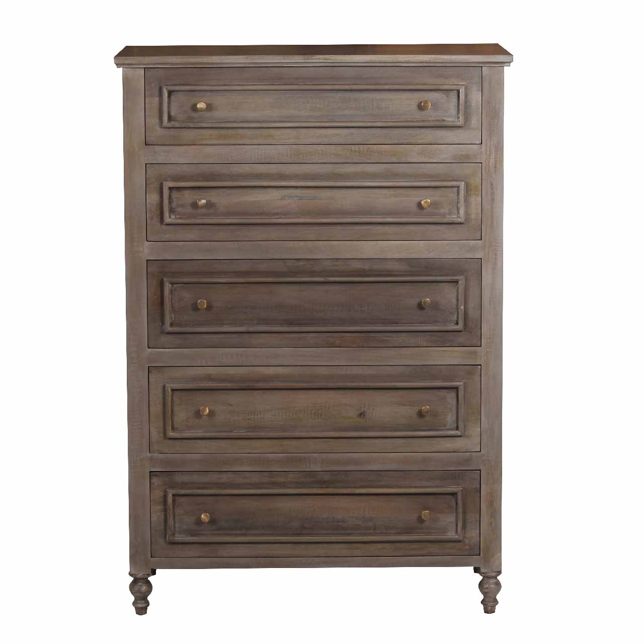 Florence Mango Wood 5 Drawer Highboy – Salvage Grey