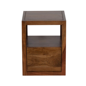 Folsom Acacia 1 Drawer Side Table Small – Charcoal