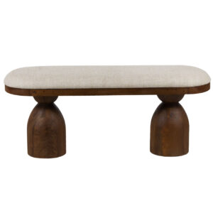 Garmich Mango Wood Fabric Small Oval Bench