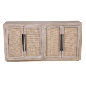 Havelock Mango Wood Cane 4 Door Cabinet