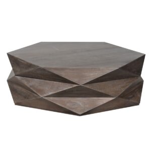 Hexagonal Mango Wood Coffee Table with Storage