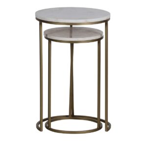Keywest Marble Round Top Side Table Gold Iron