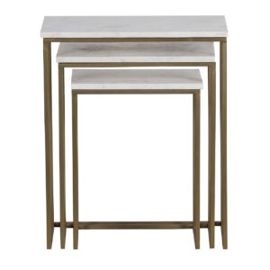 Keywest Marble Square Top Side Tables Gold set of 3