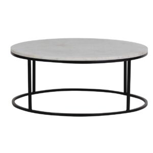 Keywest Round Marble Top Coffee Table Round Black Iron