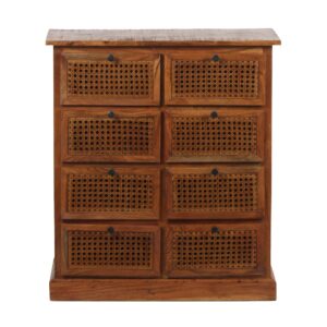 Marisol Acacia Wood 8 Drawer Chest Cognac Finish