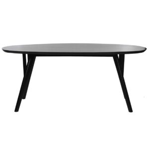 Mid Century Acacia Wood Oval Top Dining Table Black