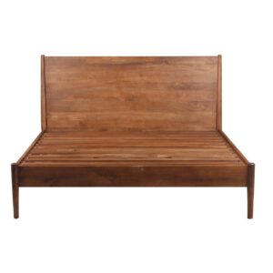 Mid Century Mango Wood Queen Bed – Cognac