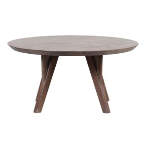 Mid Century Acacia Wood  Round Coffee Table