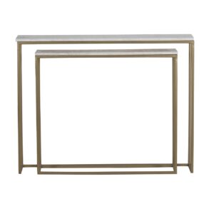 Manhattan Set Of 2 Console Table gold and Marble