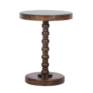 Mango Wood Round Side Table Chestnut