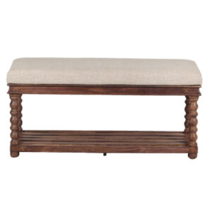 Mango Wood Bobbin Legs Bench with Shelf