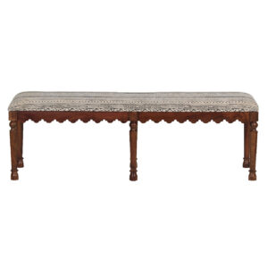 Metamoris Acacia Wood Jute Kilim Bench