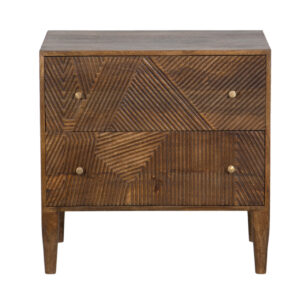 Miha Mango Wood 2 Drawer Night Stand