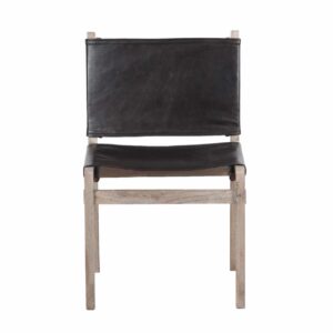 Noe Acacia Wood Leather Sling Dining Chair