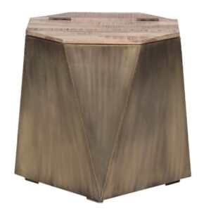 Octagonal Mango Wood Side Table with Storage