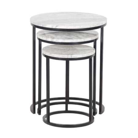 Orbit Metal Base With Toronto Marble Top Set of 3 Nested Side Table – Toronto Grey