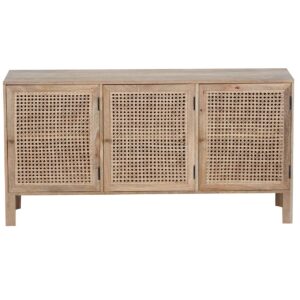 Pacifica Mango Wood Weaved Cane 3 Door Cabinet