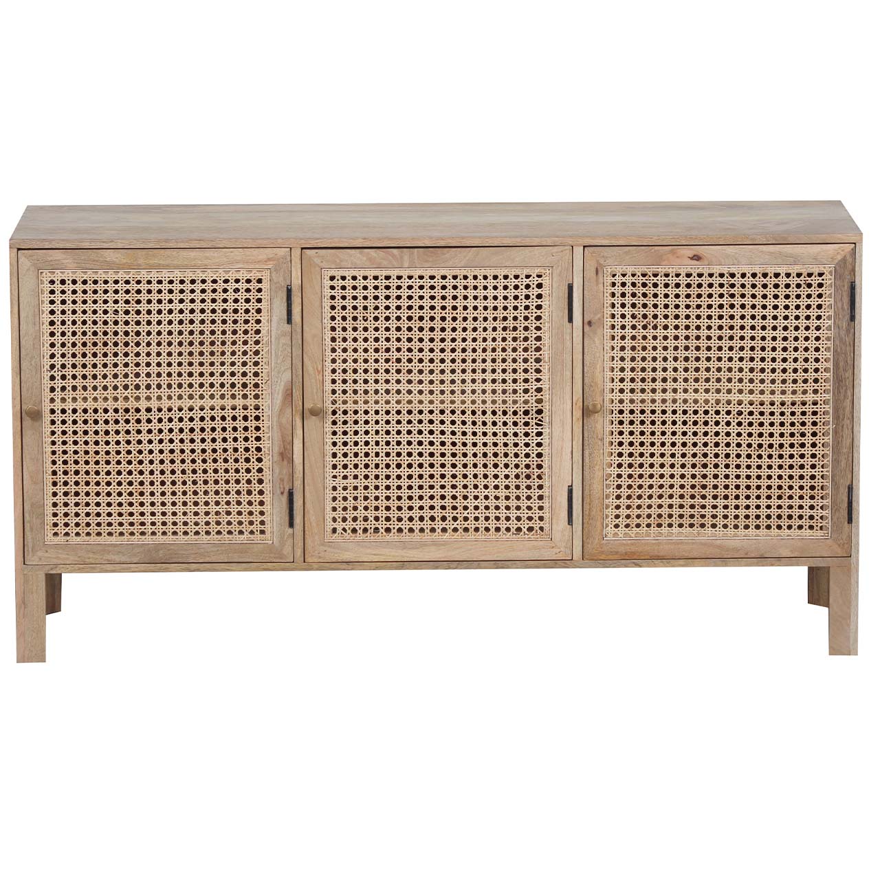 Pacifica Mango Wood Weaved Cane 3 Door Cabinet – Natural